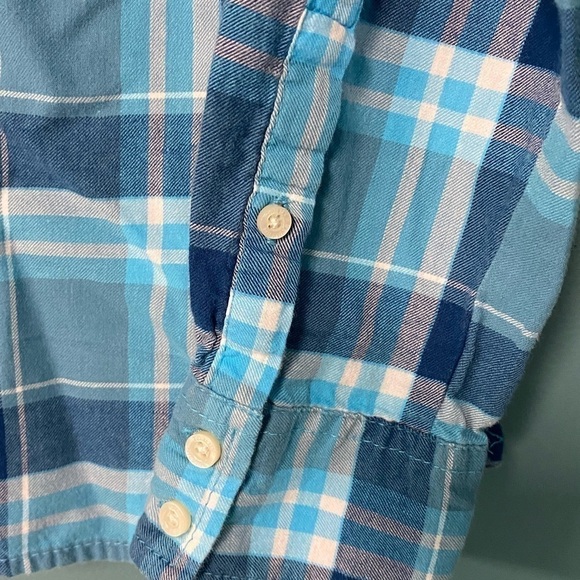 𝅺BOYS Tommy Hilfiger Button Up Shirt - Blue Plaid - Size M - Picture 4 of 6